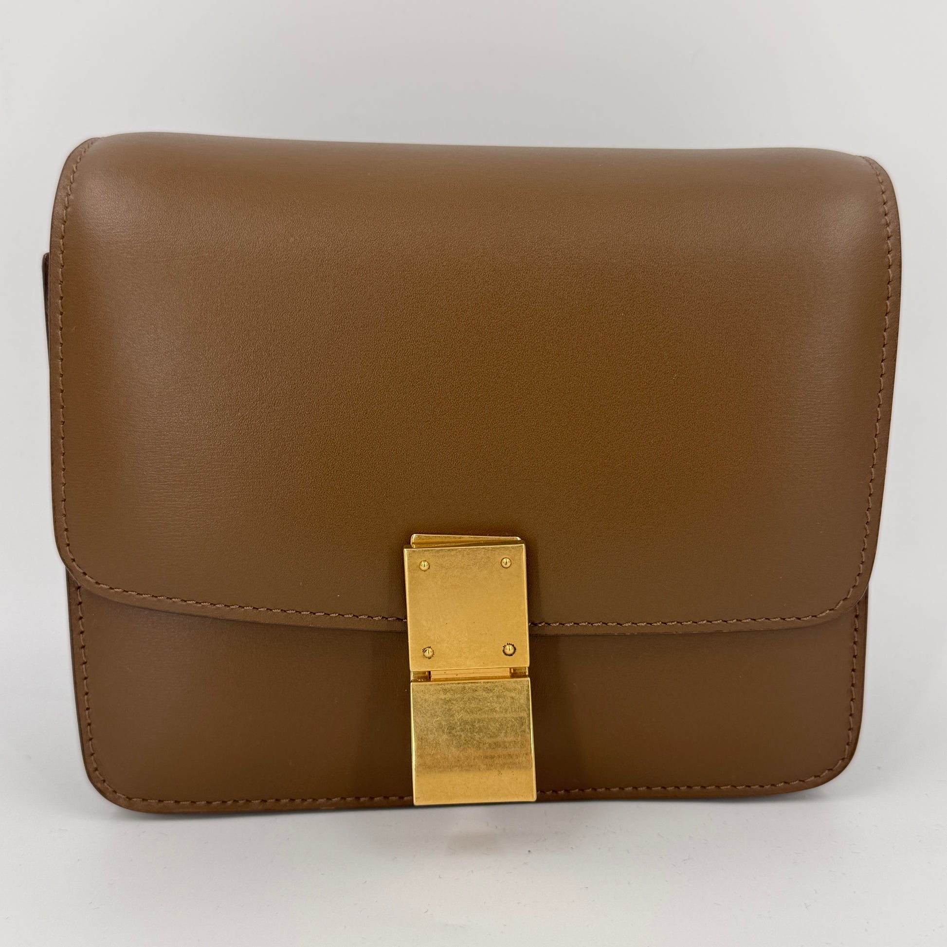 Smooth Calfskin Small Classic Box Flap Bag Camel NJ