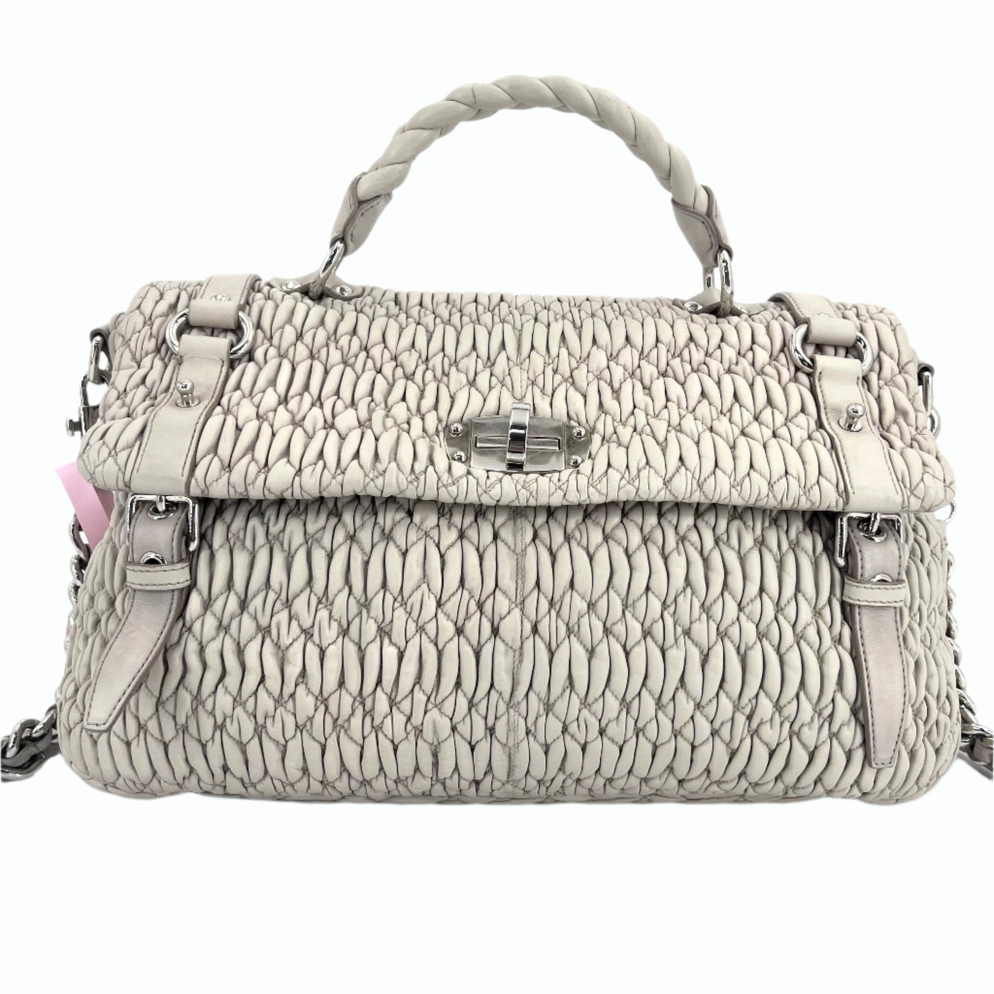 MIU MIU Nappa Matelasse Flap Satchel Nube Twins