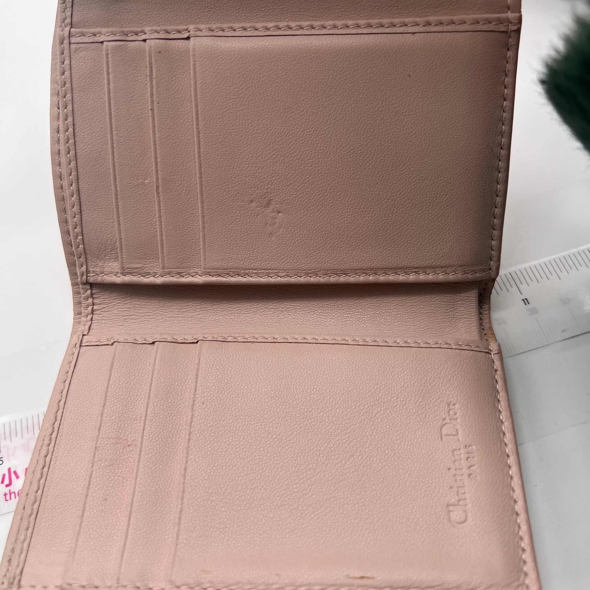 Lambskin Cannage Lady Dior Compact Wallet Light Pink twins