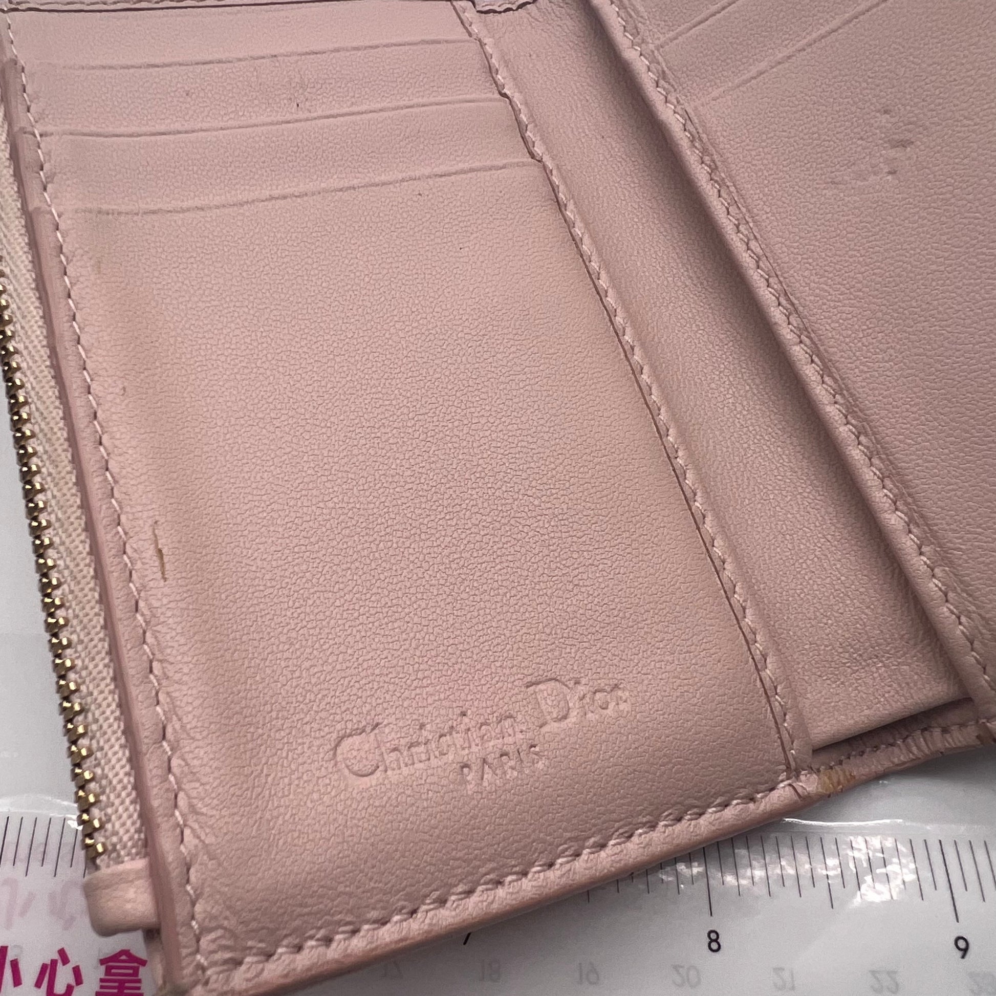 Lambskin Cannage Lady Dior Compact Wallet Light Pink twins