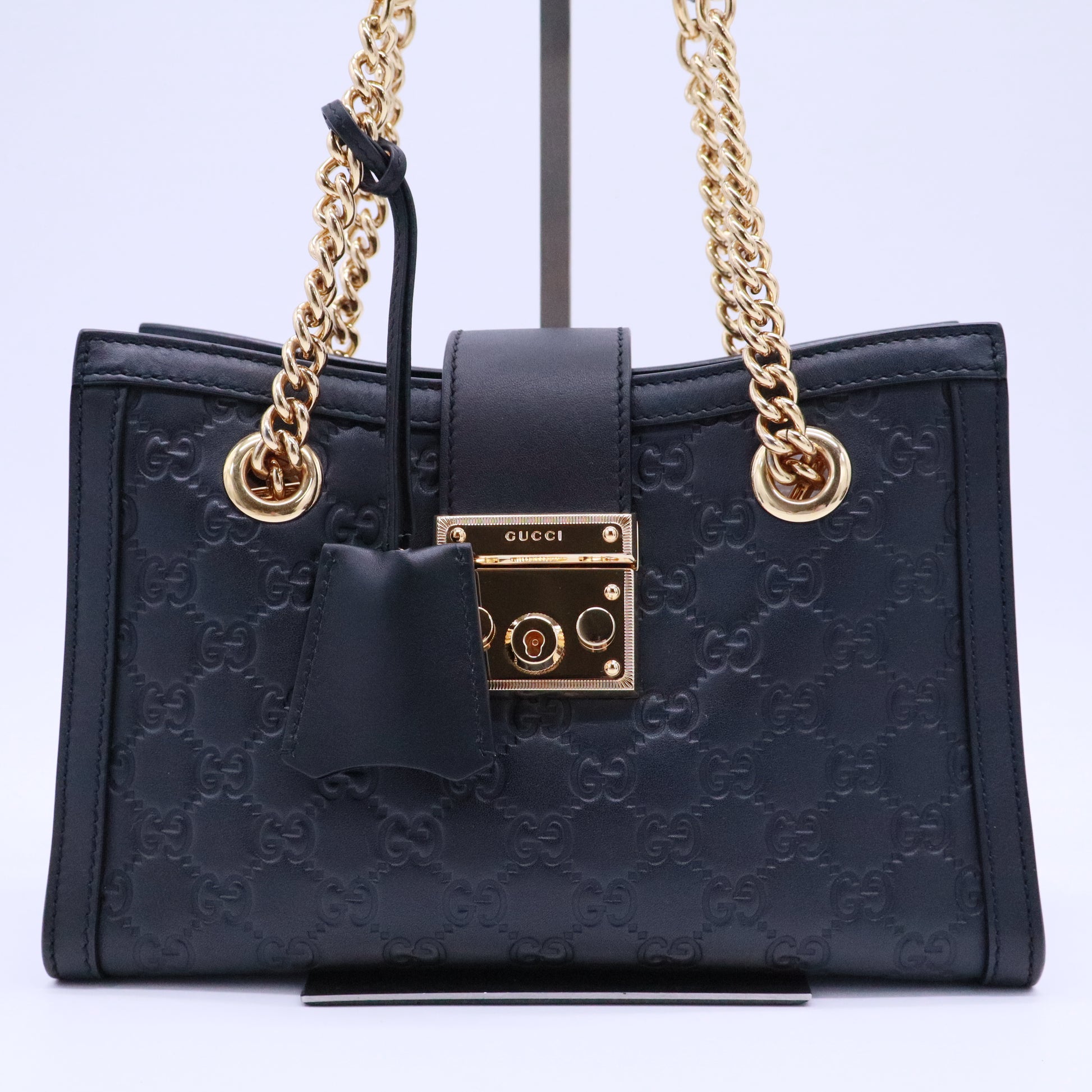 Padlock Chain Tote Guccissima Leather Small