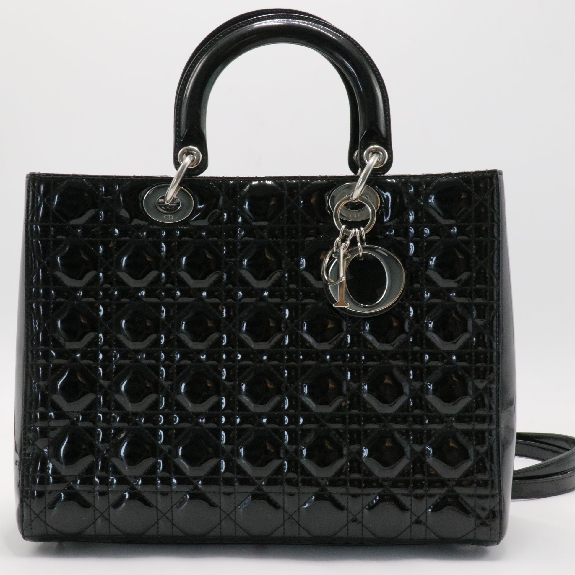 Lady Dior Bag Cannage Quilt Patent Large