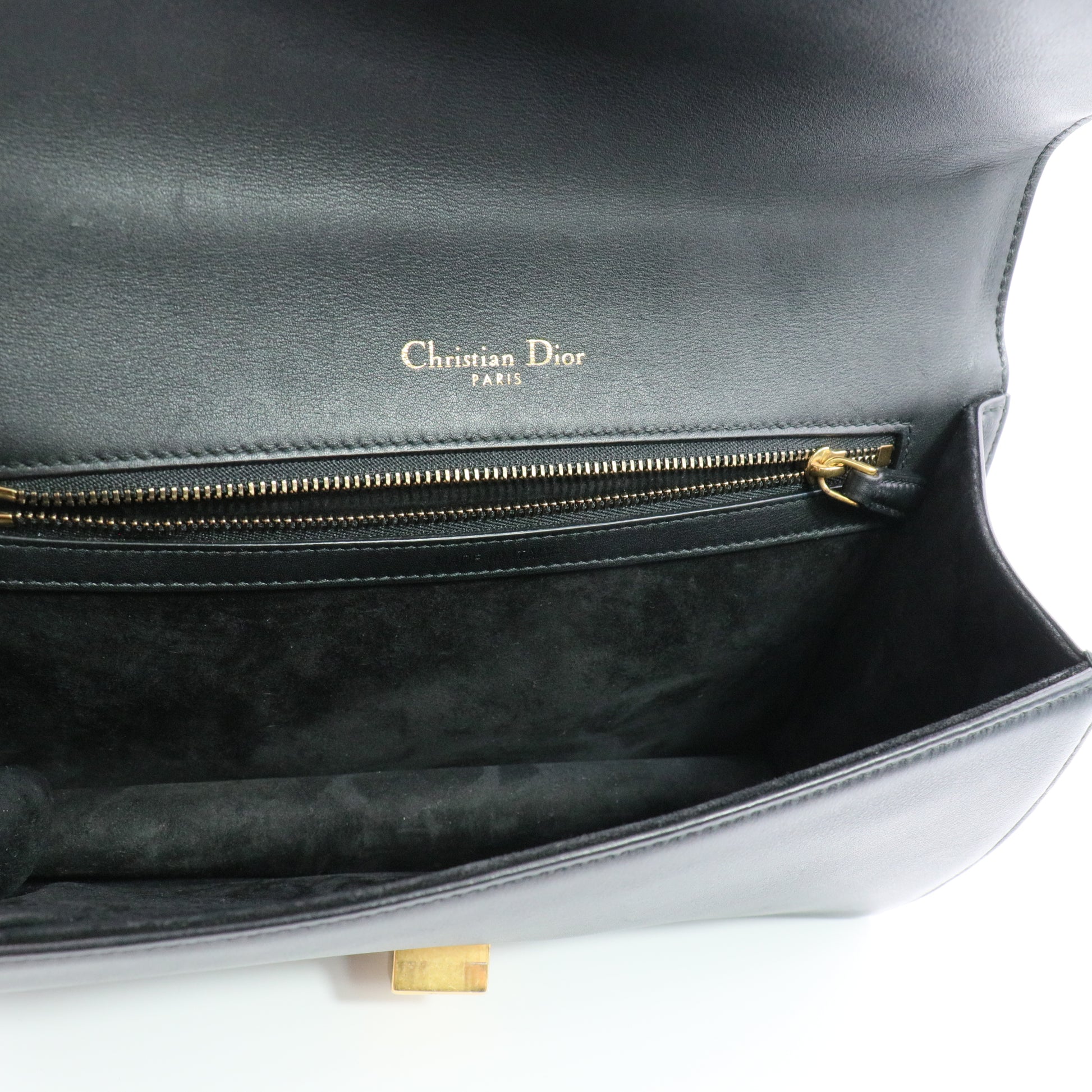 Black Studded Leather Medium Diorama Flap Shoulder Bag Twins