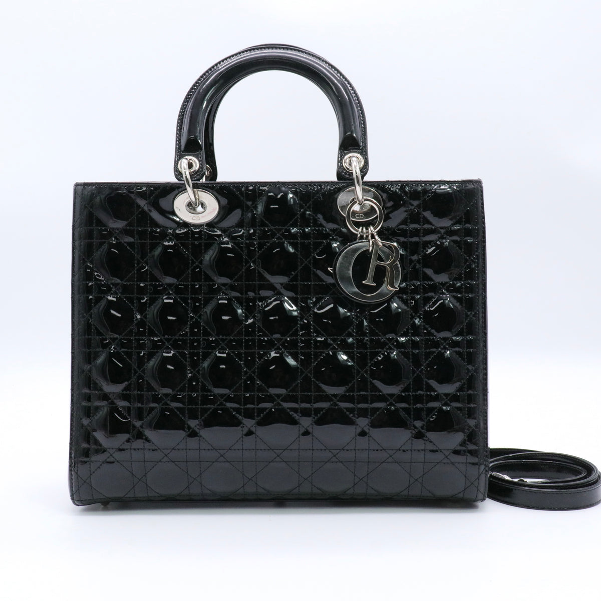 Vintage Lady Dior Bag Cannage Quilt Patent Large twins