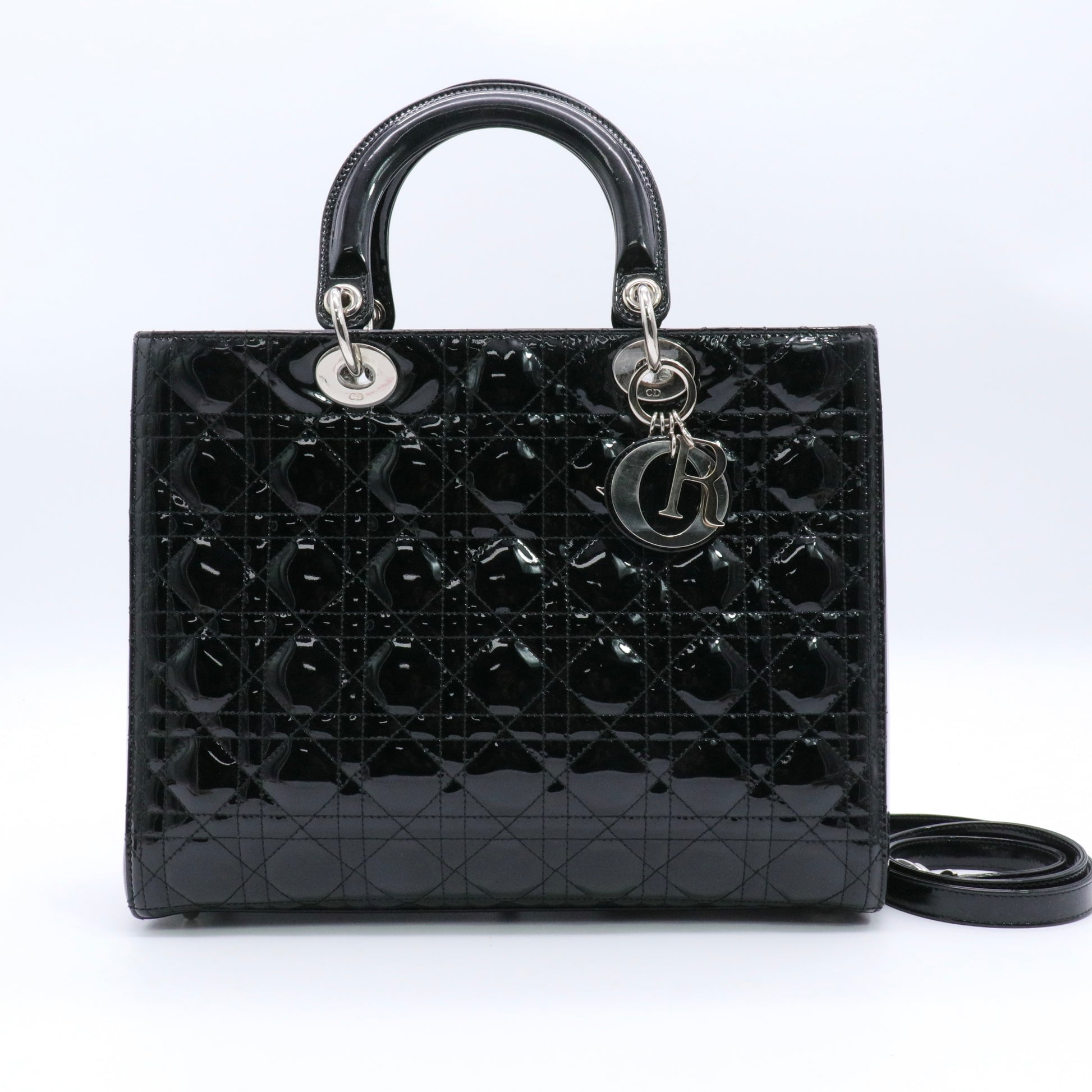 Vintage Lady Dior Bag Cannage Quilt Patent Large twins
