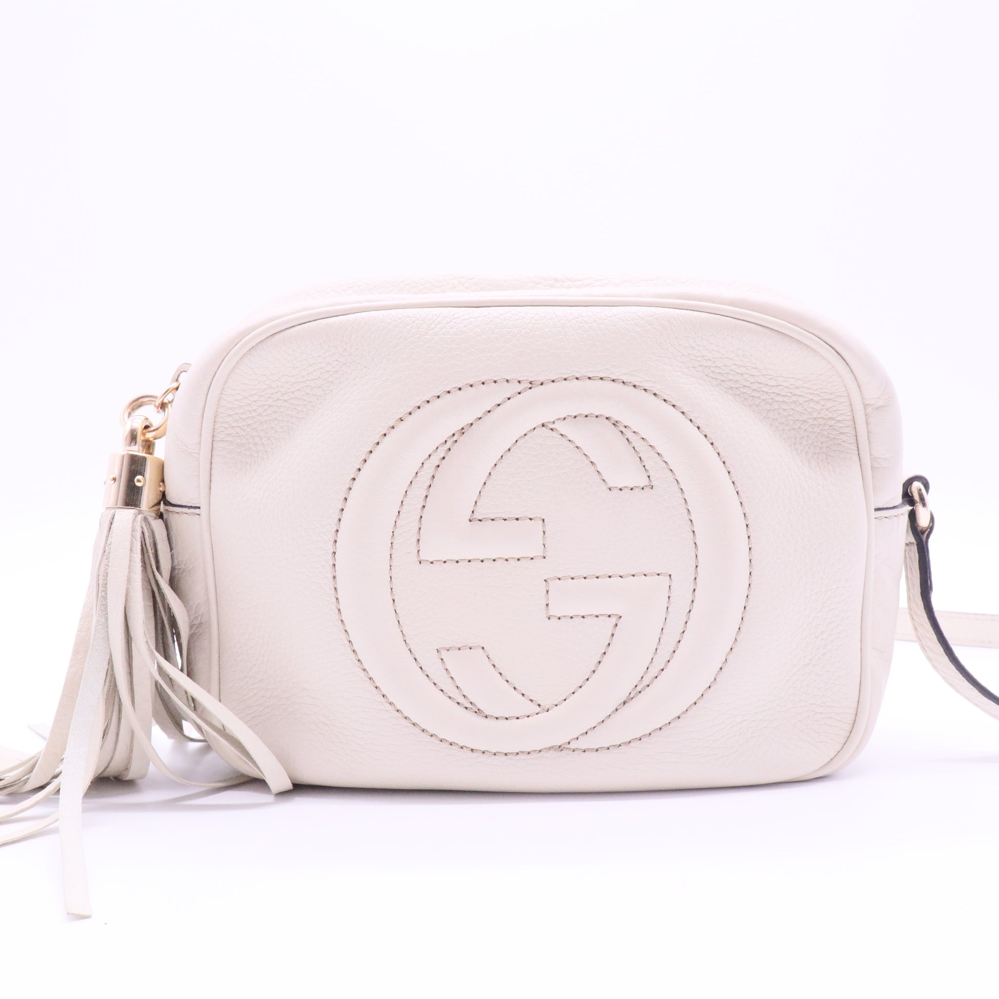 Sakai Be Green Calfskin Diagonal Stitched Small Blondie Shoulder Bag Mystic White