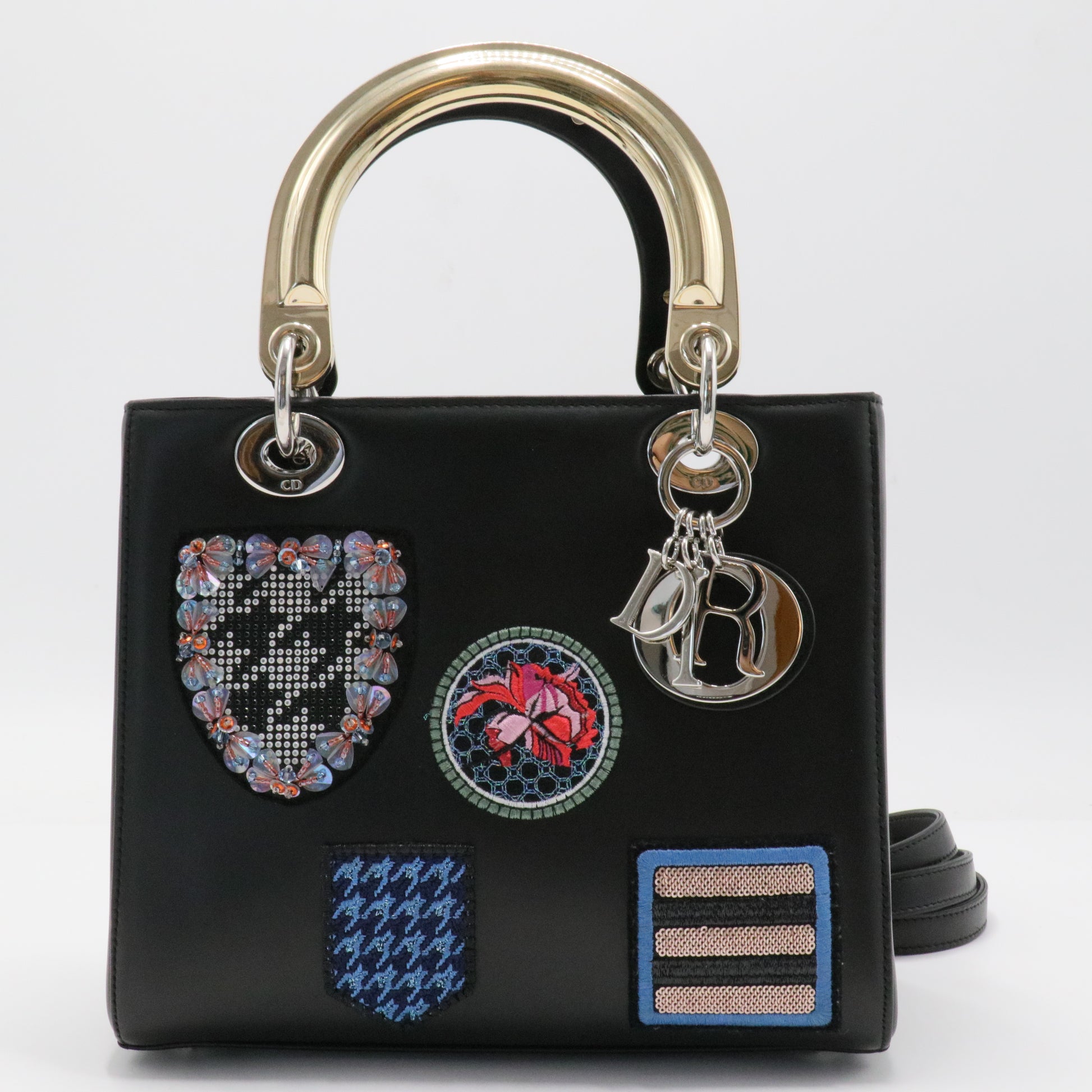 Lady Dior Bag Patch Embellished Leather Medium