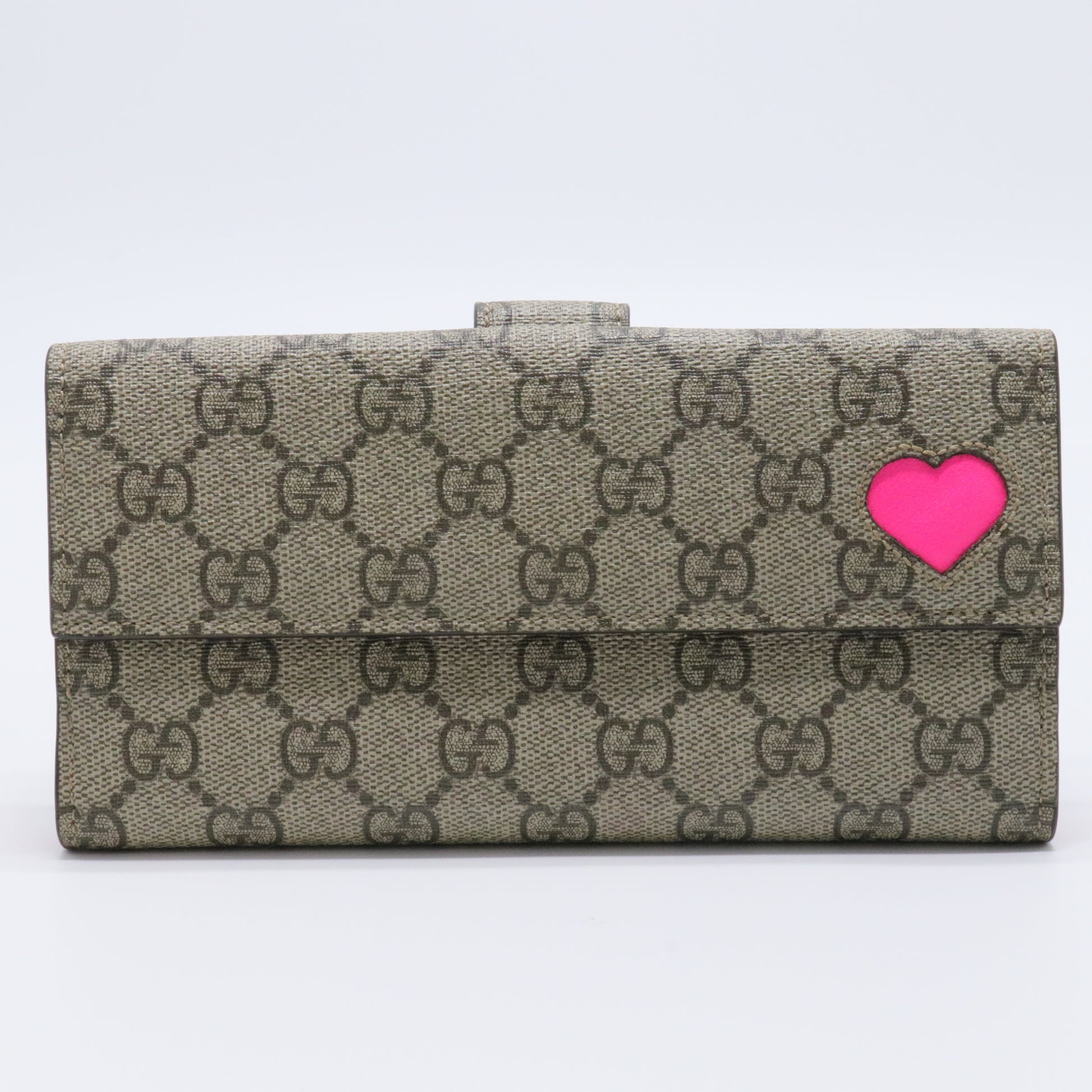 GG Supreme Monogram Continental Heart Wallet