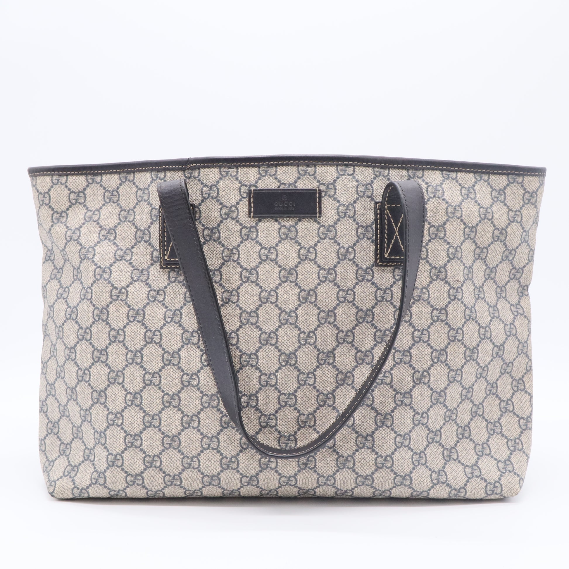 GG Supreme Monogram Large Zippered Shopping Tote Brown