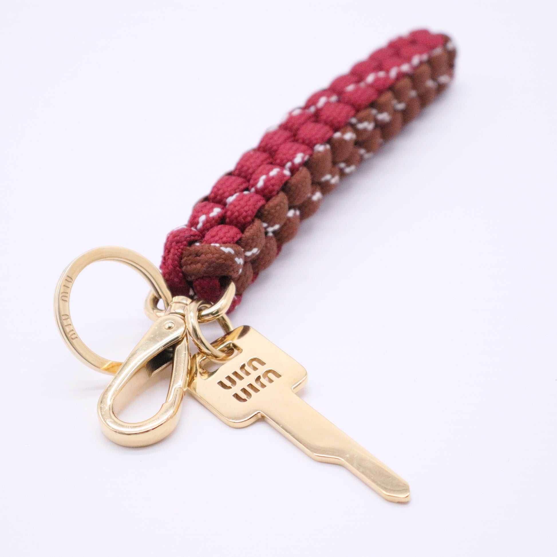 Braided Cord Keychain In Brown