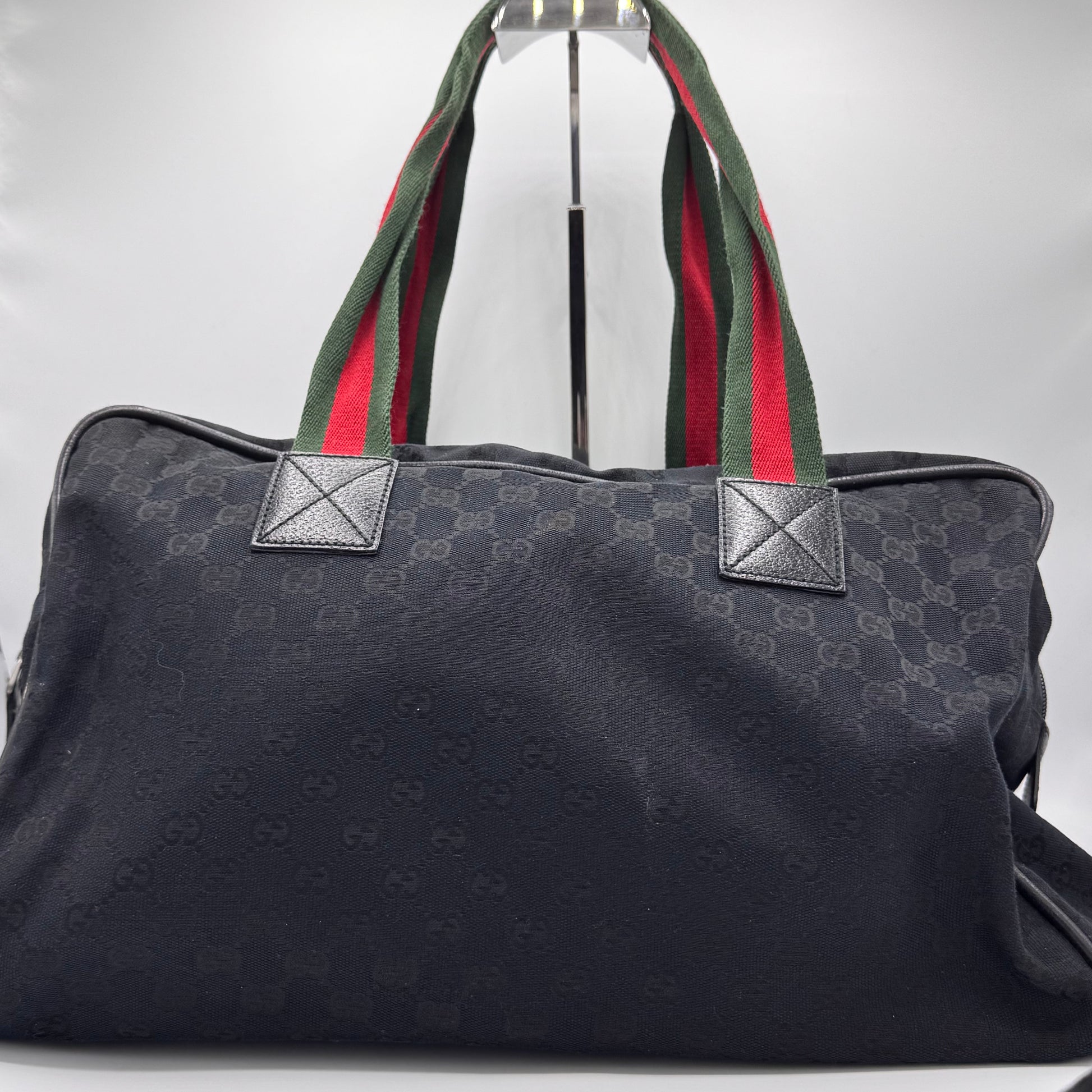 "Gucci Web Carry On Duffle Bag GG Canvas"