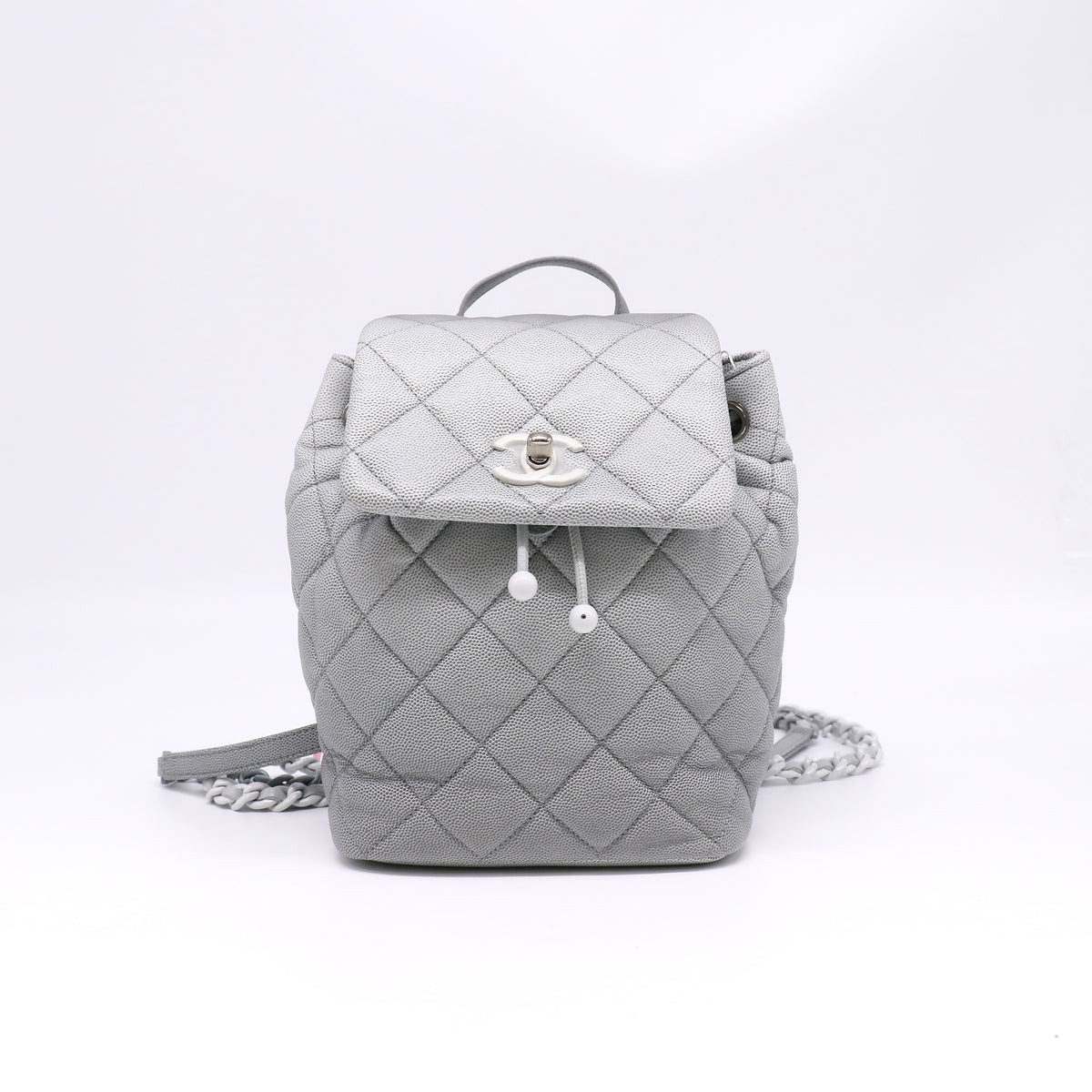 Shaded Caviar Quilted Lacquered CC My Everything Drawstring Backpack Twins LDJ6752