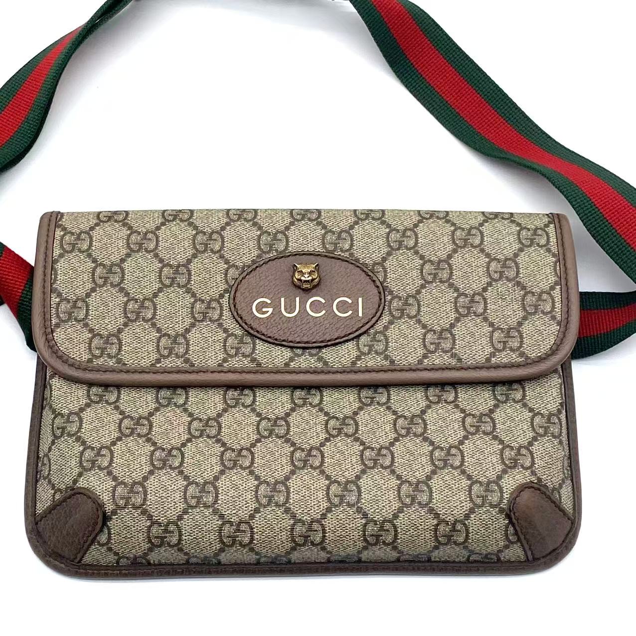 GG Supreme Monogram Neo Vintage Web Belt Bag Brown