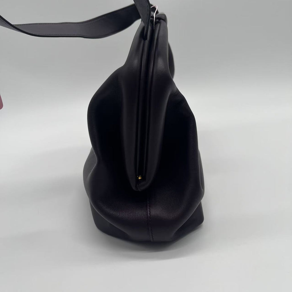 Calfskin Small The Point Triangle Bag Black twins