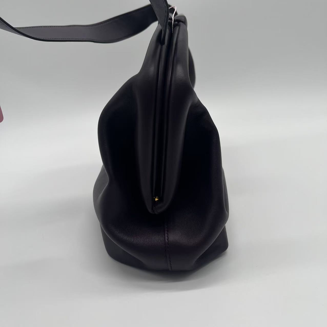 Calfskin Small The Point Triangle Bag Black twins