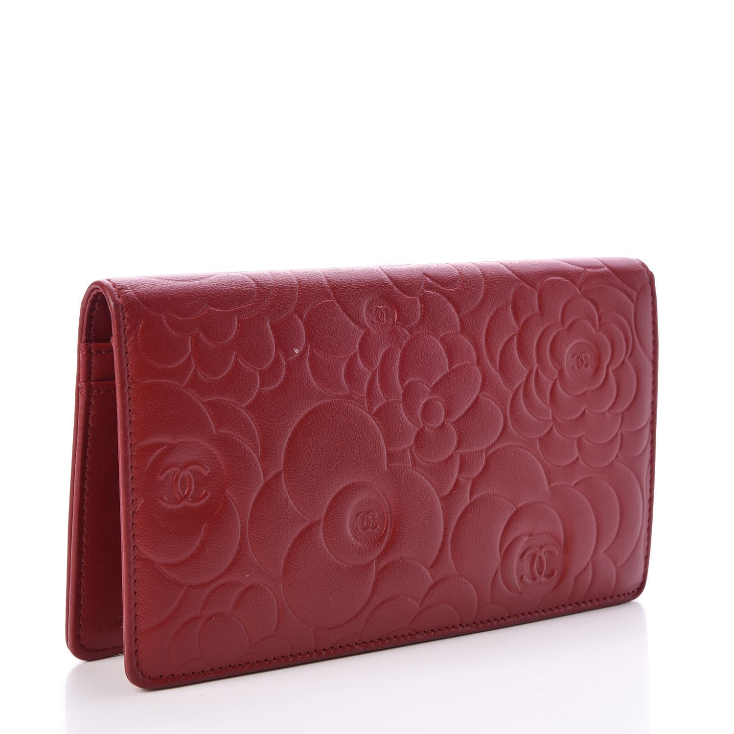 CAMELLIA LAMBSKIN W/CARD LONG WALLET twins