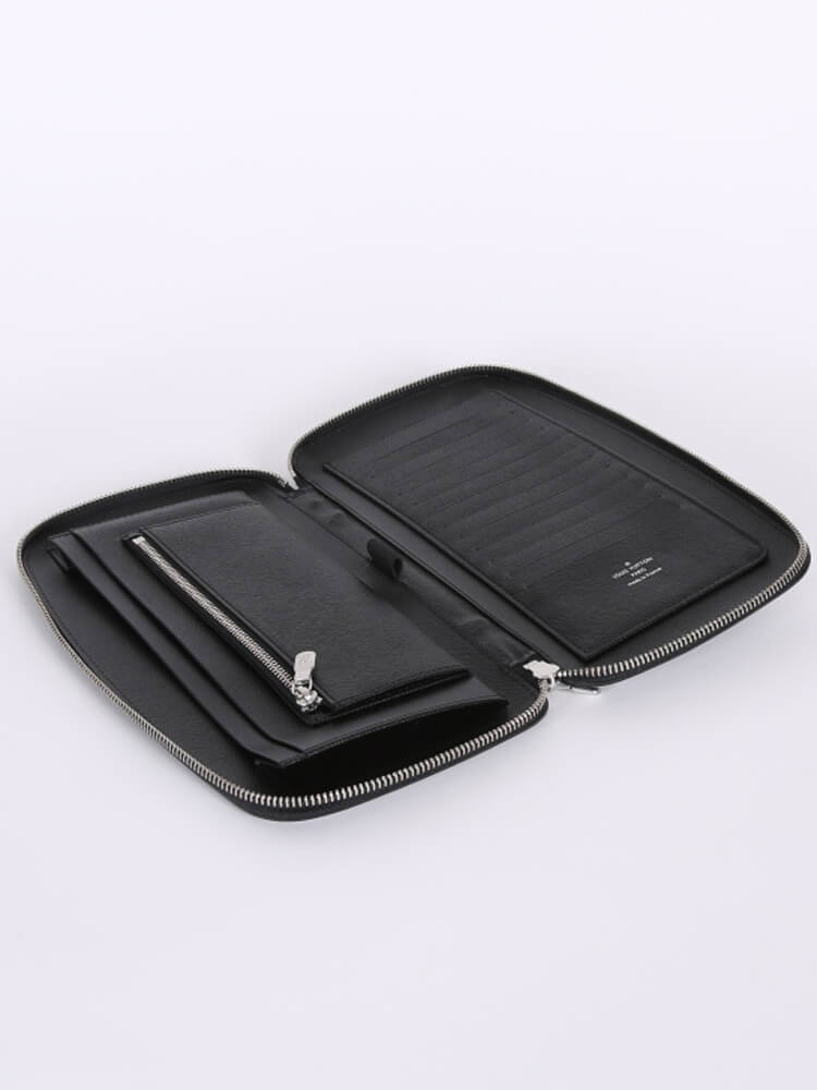 Organizer Atoll Travel Case Long Wallet Taiga Round Zip Ardoise  - twins