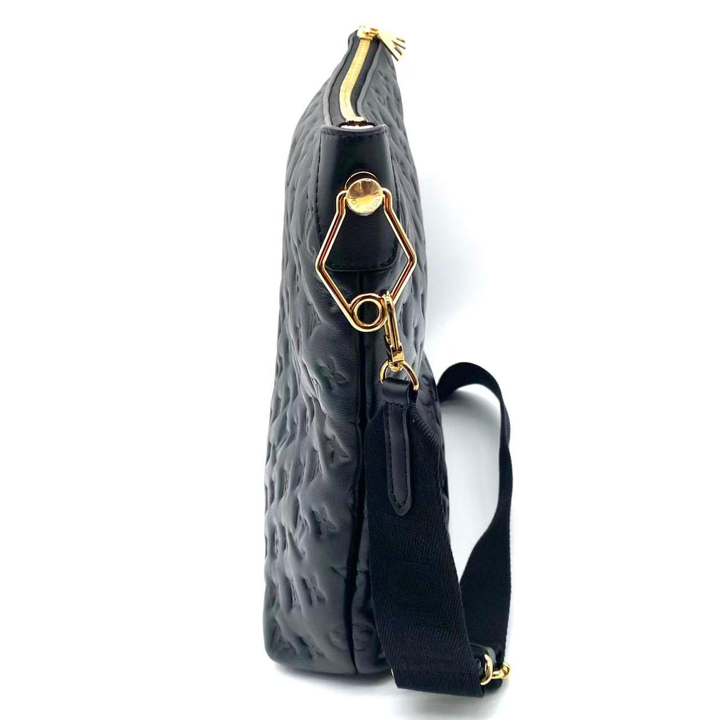 Calfskin Embossed Monogram Coussin Hobo MM Chocolate