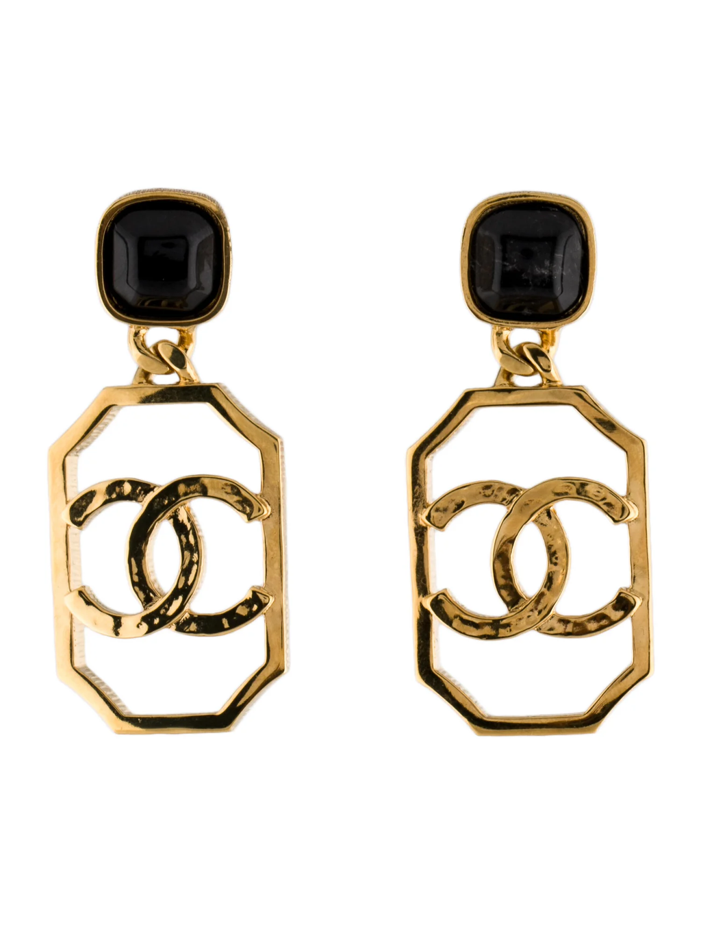 2020 Stone CC Drop Earrings Gold Metal Blue Stone Twins