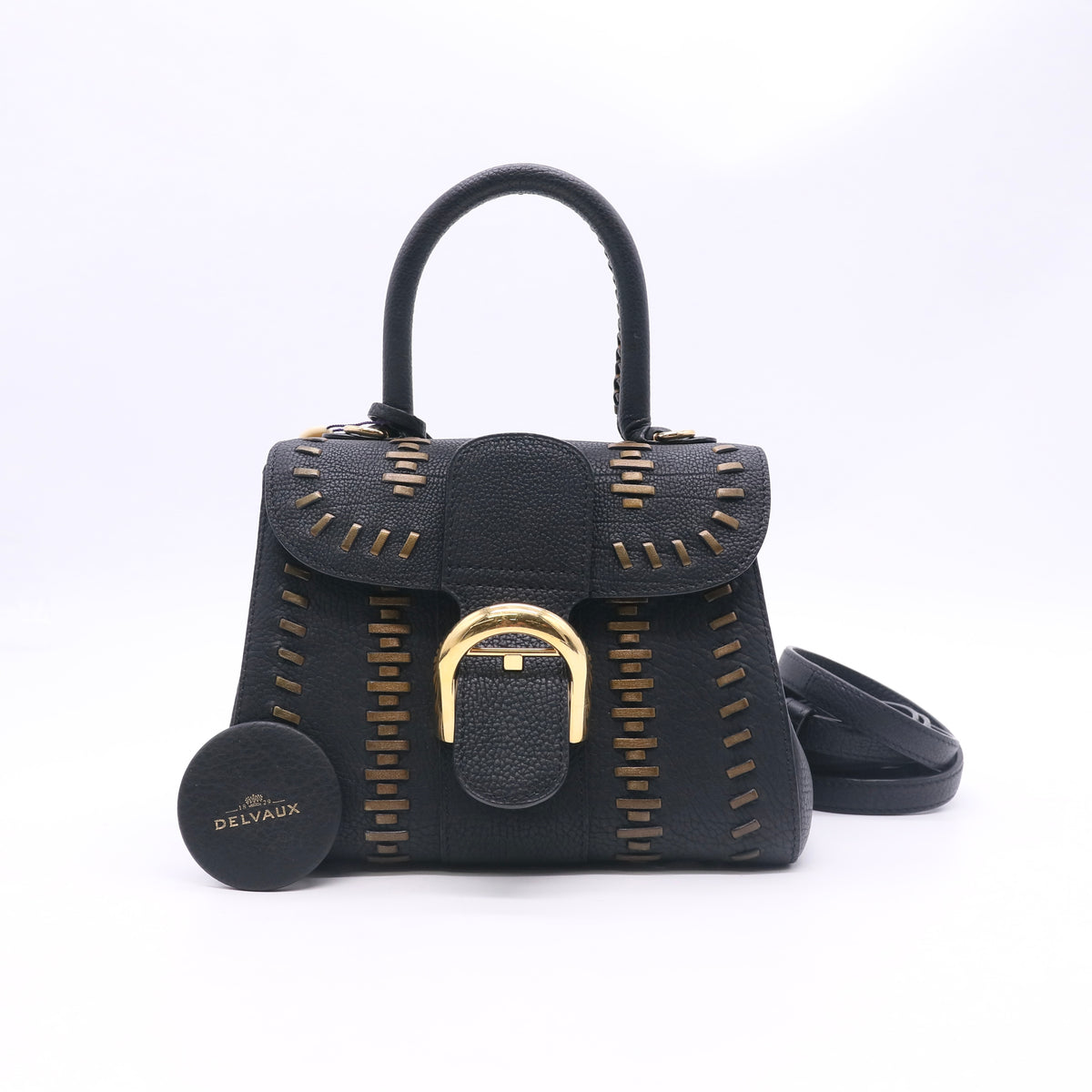 Crispy Calfskin Tribal Stitch Mini Brillant Satchel Twins LDJ6840