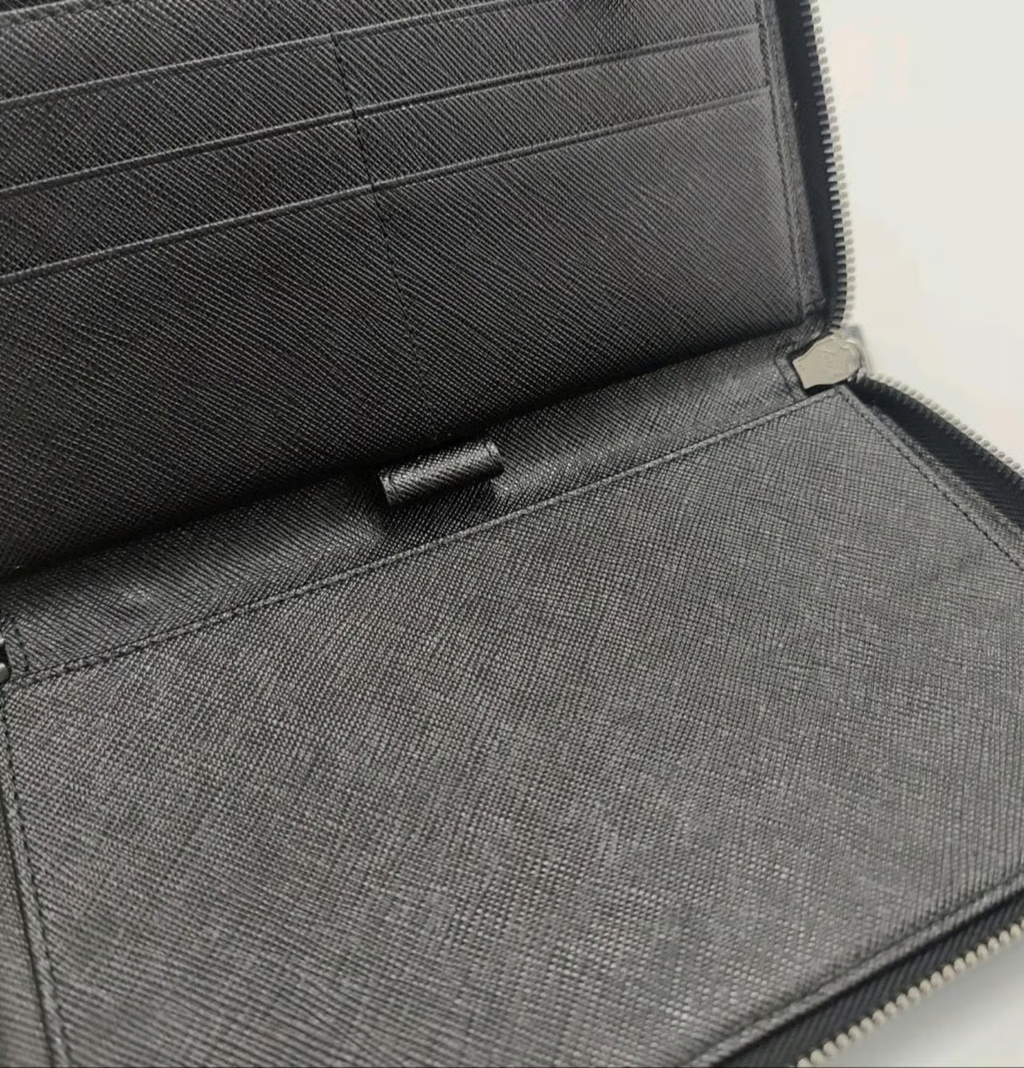 Vertical Bifold Travel Wallet Saffiano Black Leather W22780