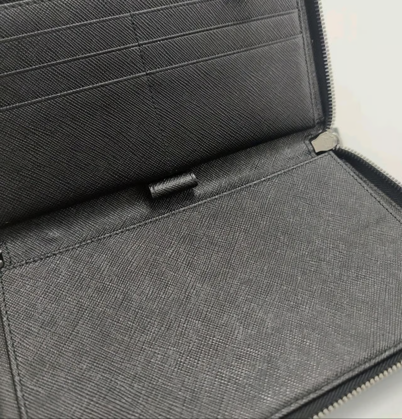 Vertical Bifold Travel Wallet Saffiano Black Leather W22780