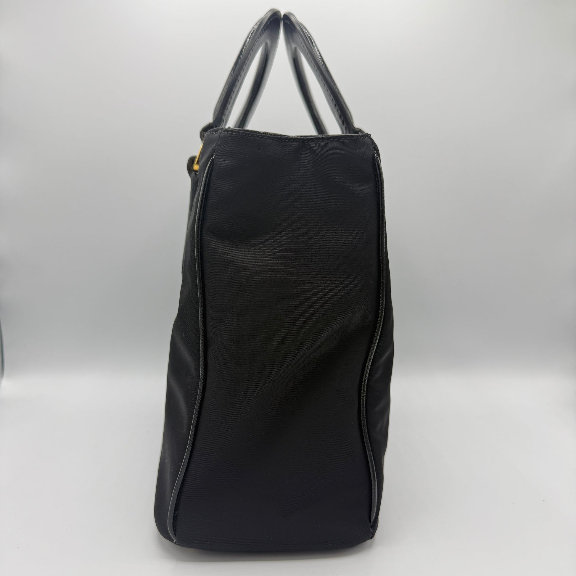 Convertible Top Handle Tote Tessuto with Vernice Saffiano Leather Small