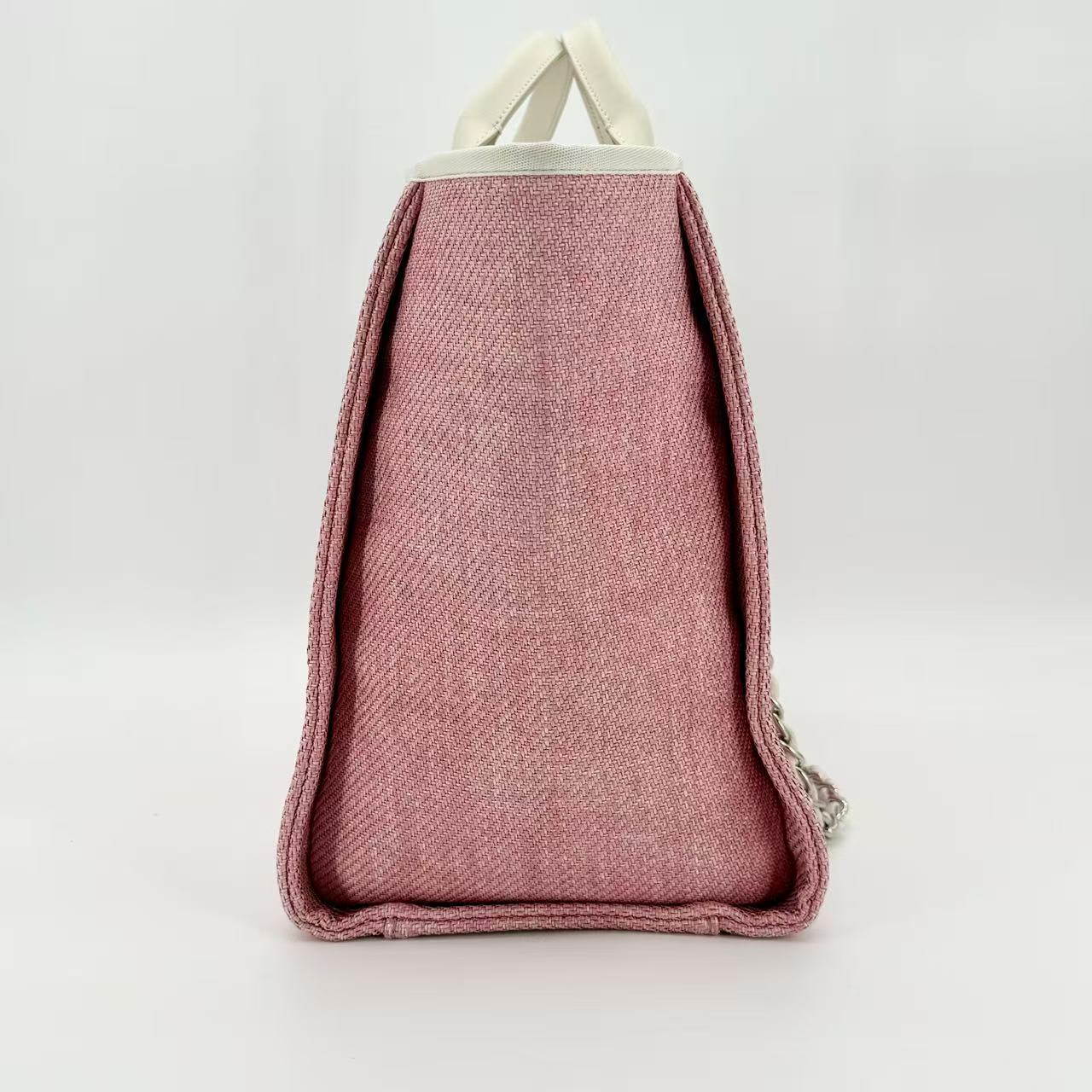 Striped Canvas Deauville Medium Shopping Tote Bag