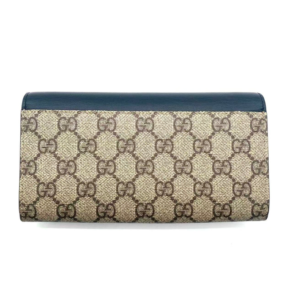 Padlock Continental Chain Wallet GG Coated Canvas and Leather Long