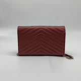 Classic Monogram Wallet on Chain Matelasse Chevron Leather Medium Red