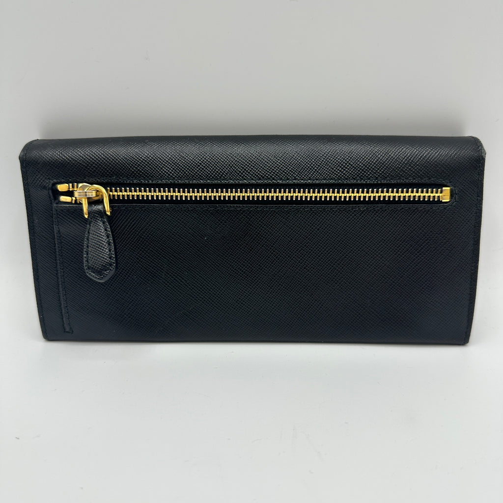 Large Saffiano Leather Wallet Black For Gisel