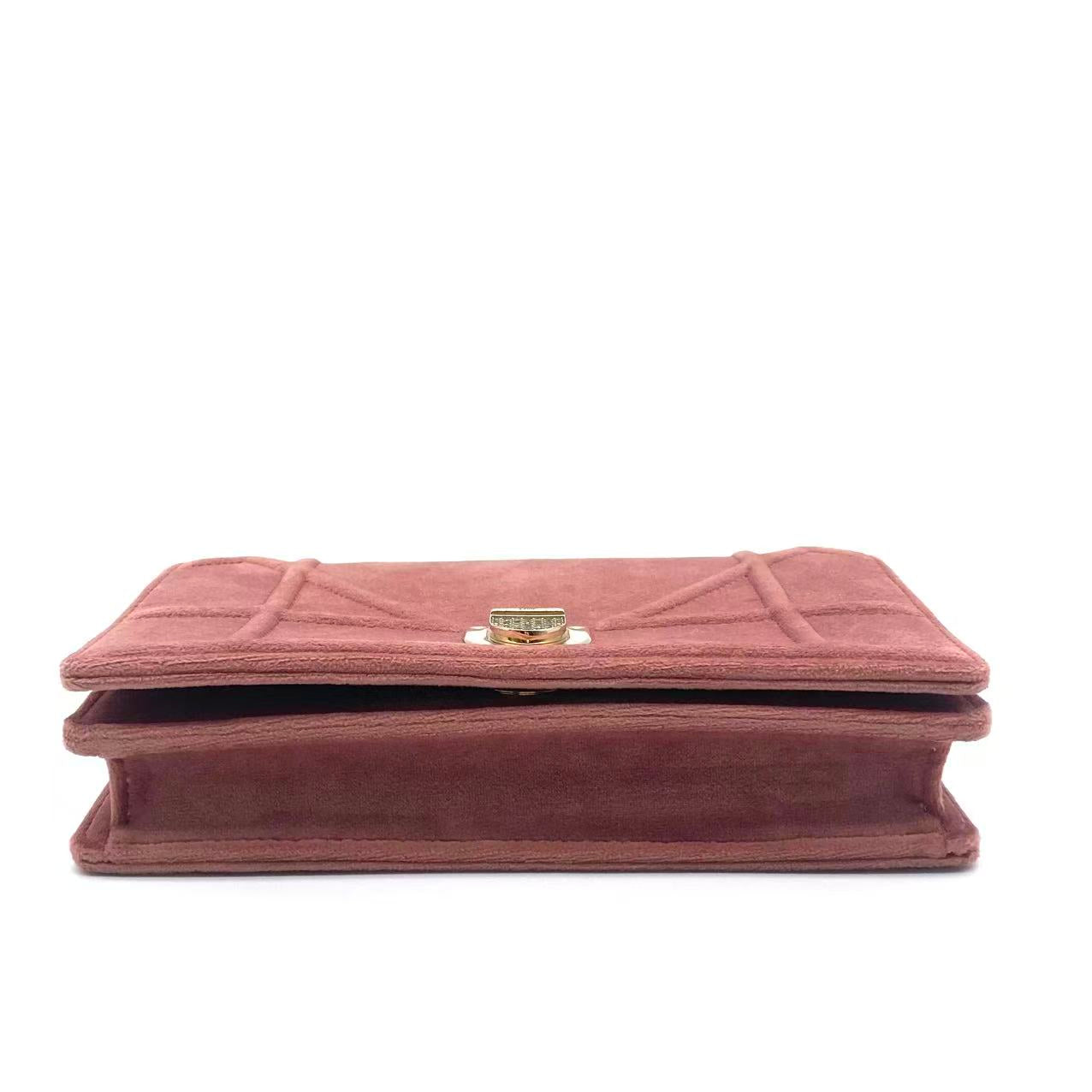 Pink velvet Leather Diorama leather crossbody bag