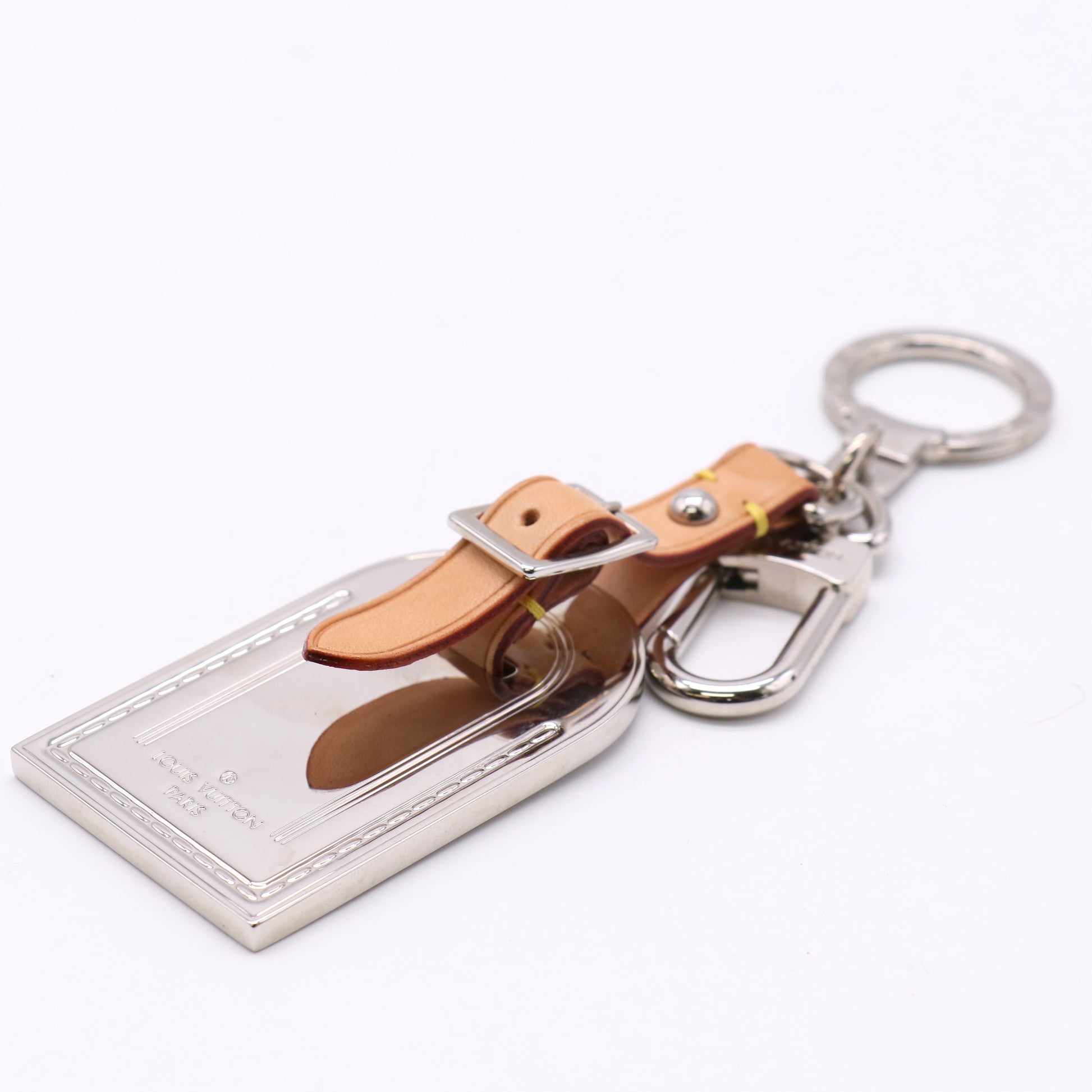 Louis Vuitton Silver Metal Luggage Tag Key Holder and Charm twins LDJ5410