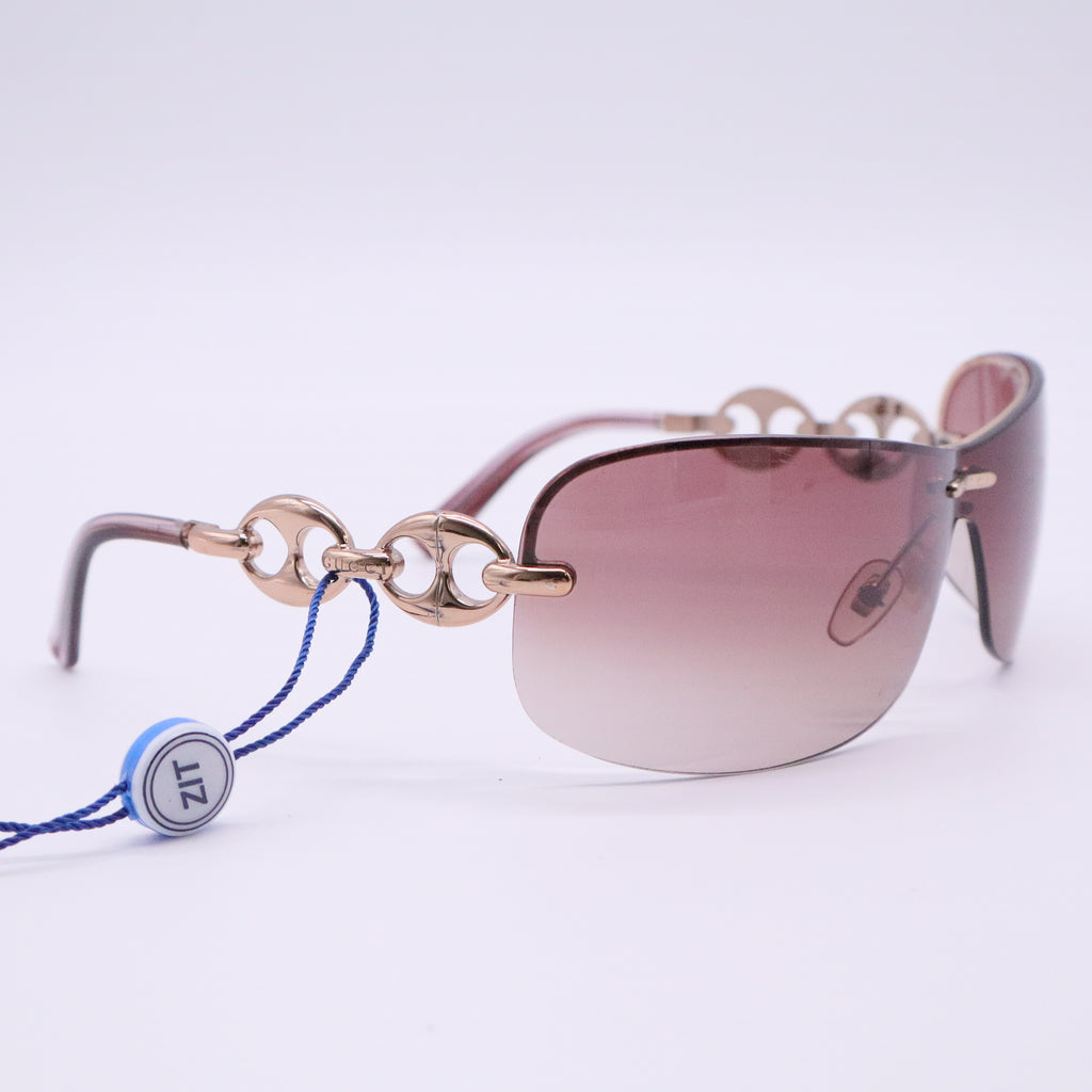 Metal Semi Rimless Marina Chain Sunglasses Havana Twins