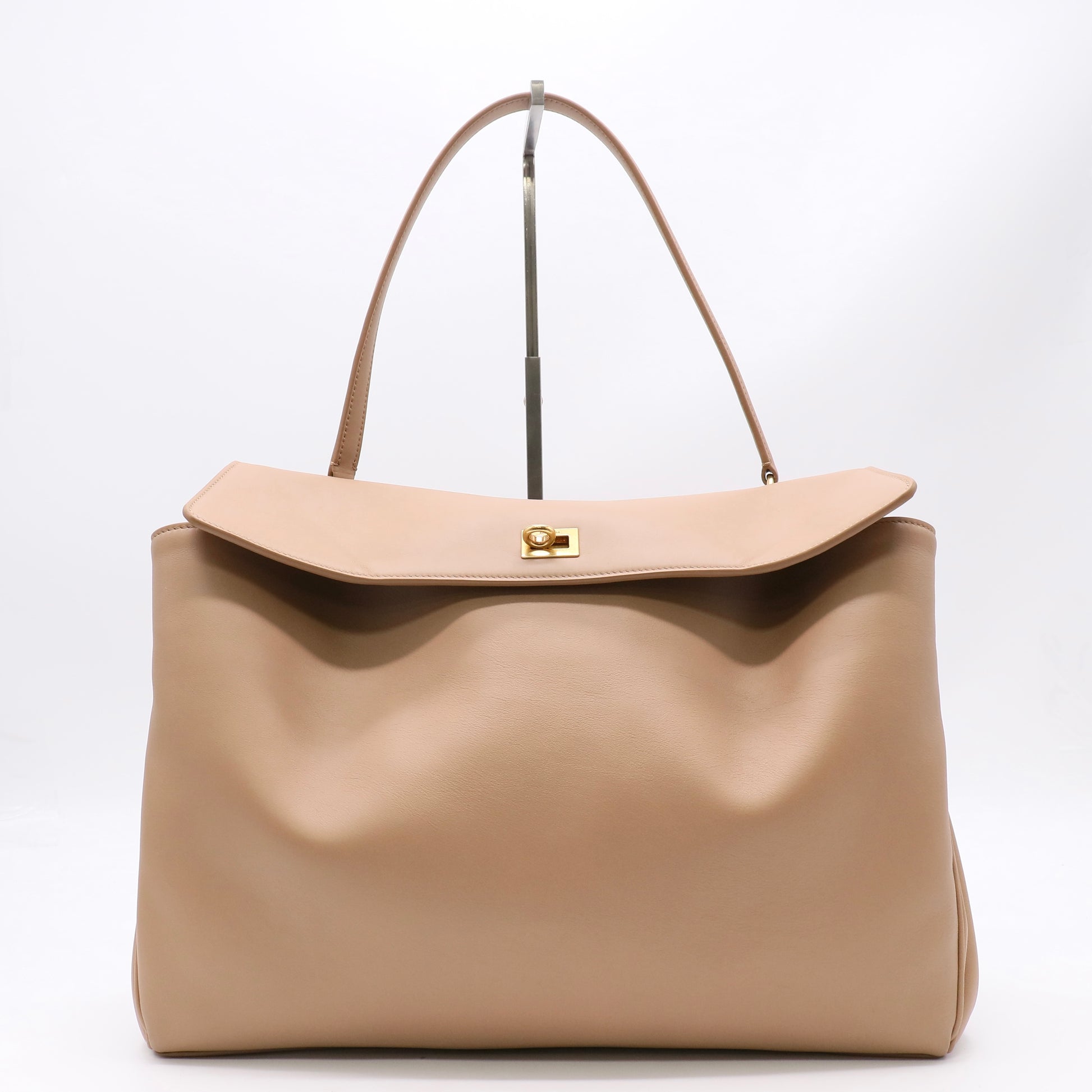 Balenciaga Smooth Calfskin Medium Rodeo Top Handle Handbag Latte twins LDJ5730