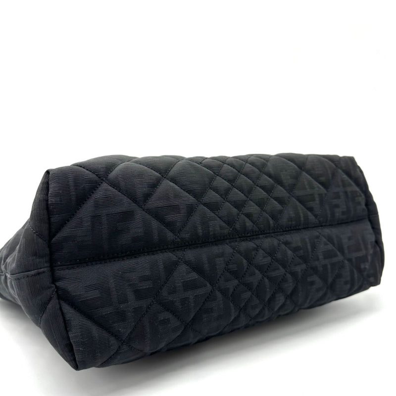 FENDI  Canvas Quilted FF Roll Tote Black