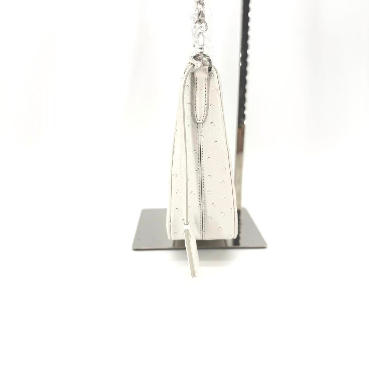 Ostrich Re-Edition 2005 Shoulder Bag White