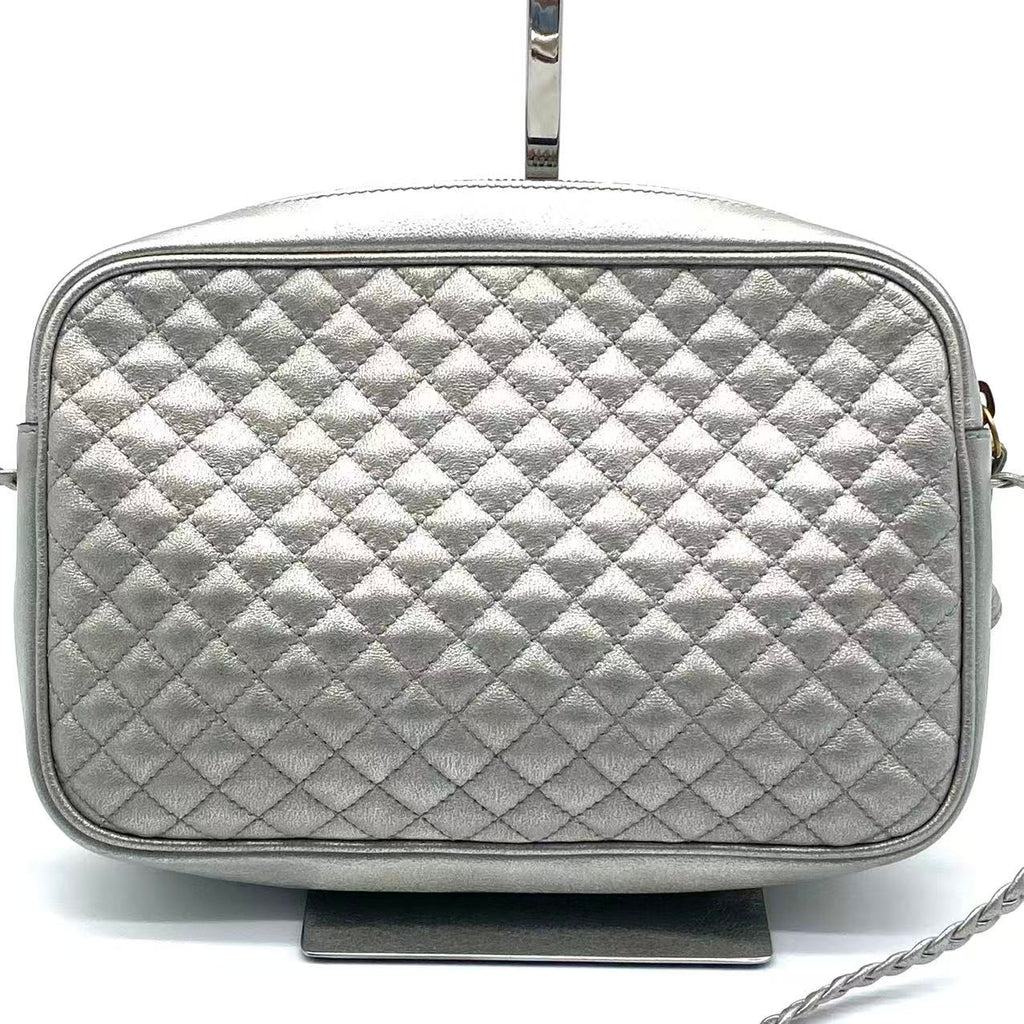 Laminated Nappa Web Trapuntata Small GG Shoulder Bag Argento