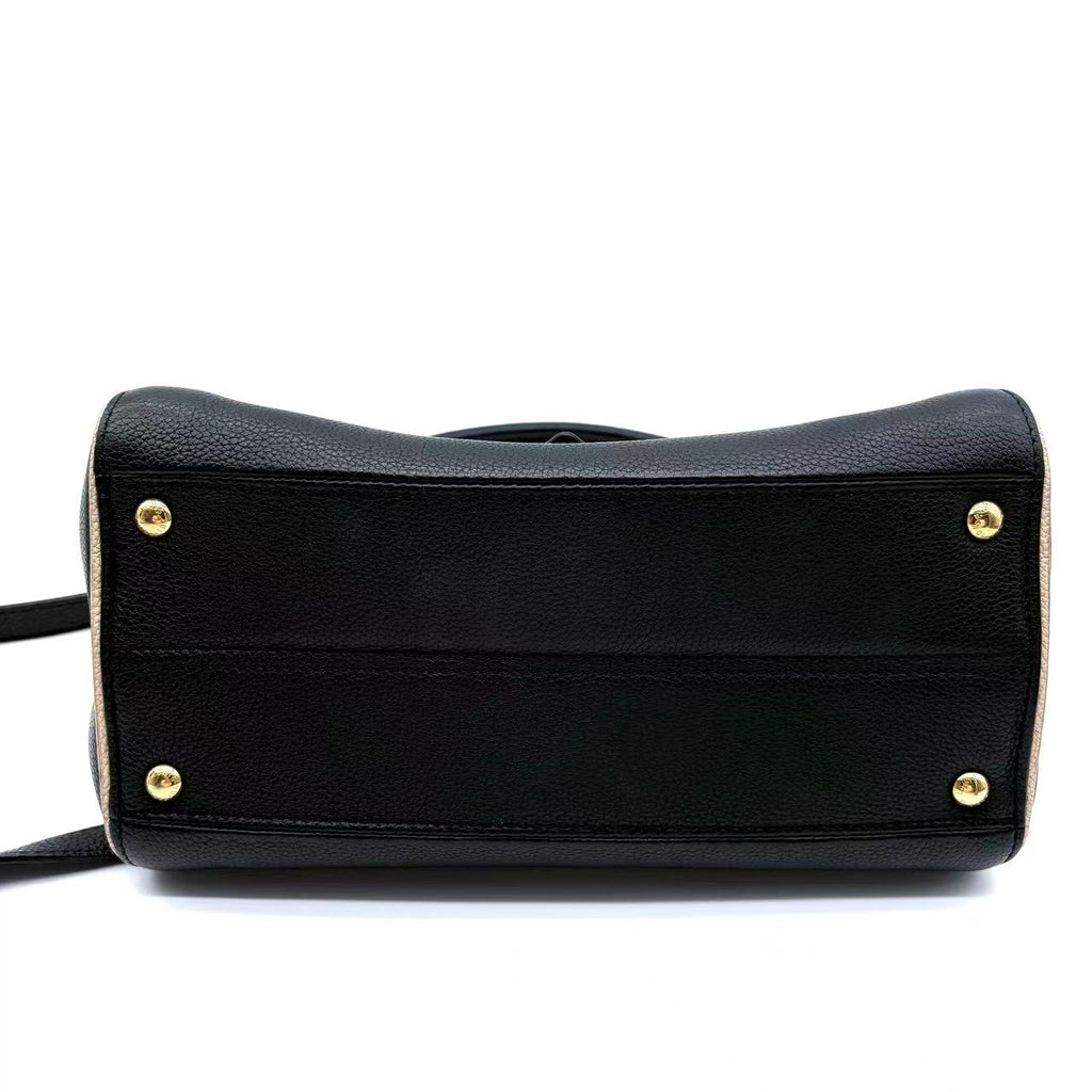 Monogram Leather Double V Crossbody Shoulder Bag