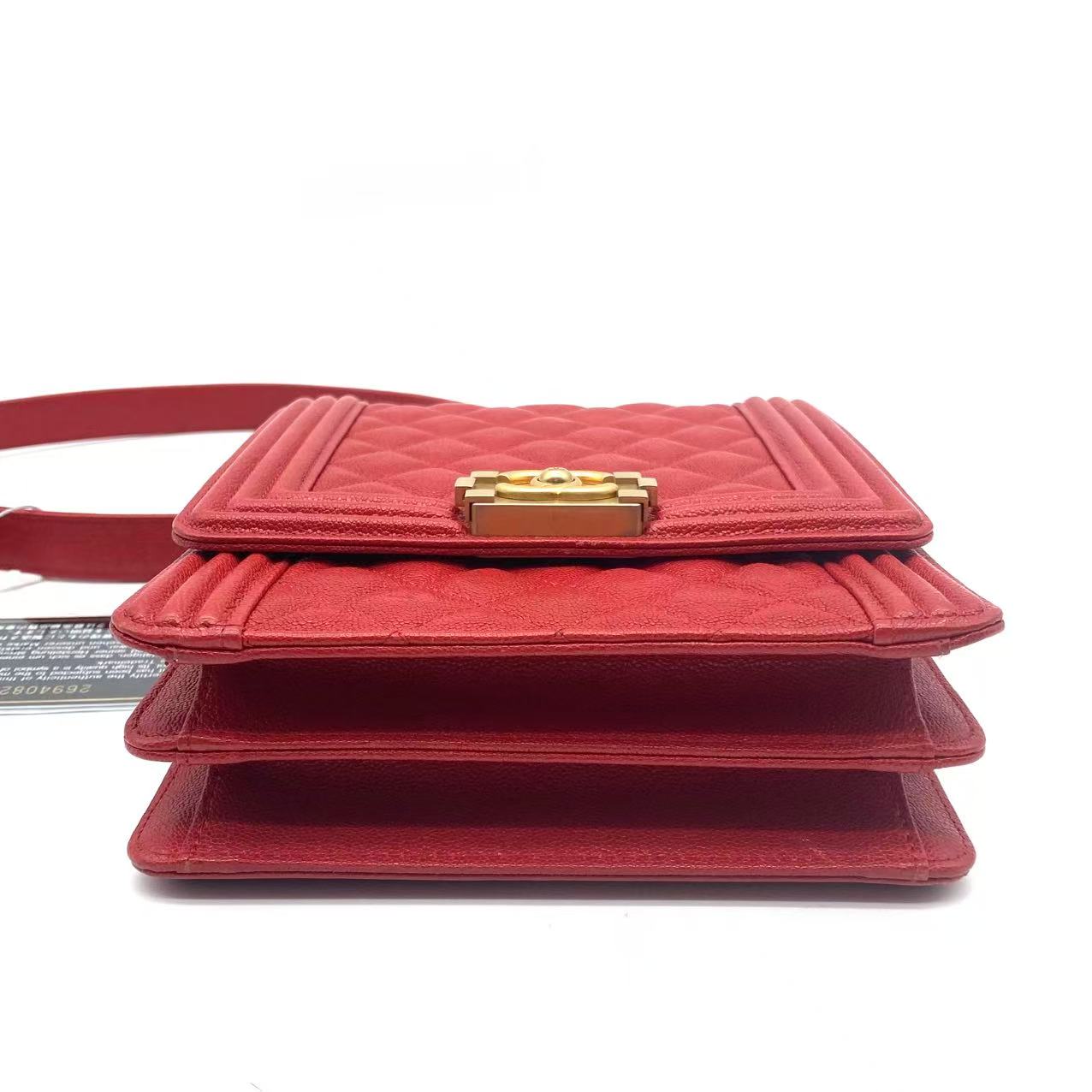 Caviar Quilted North South Boy Flap Red