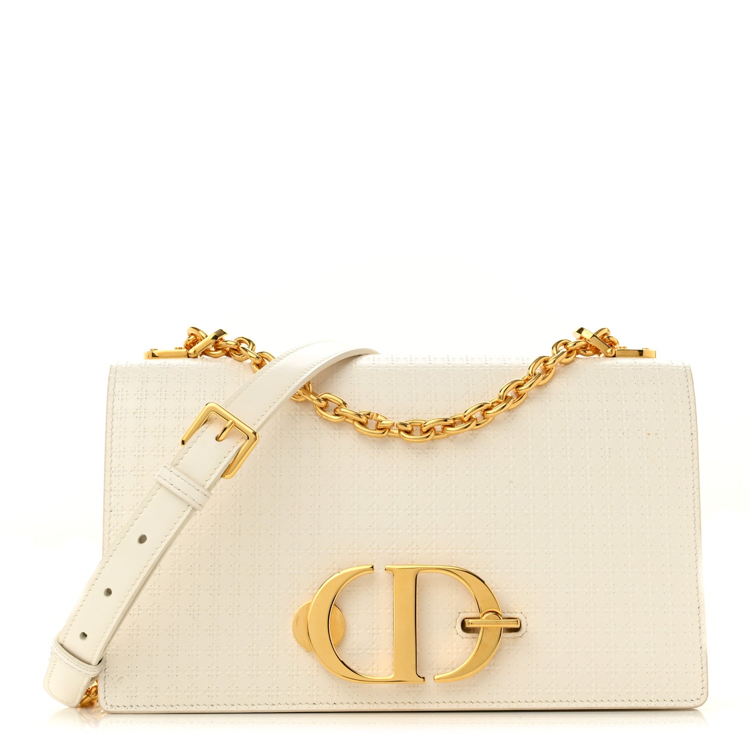 Micro-Cannage 30 Montaigne Chain Flap Bag White - twins