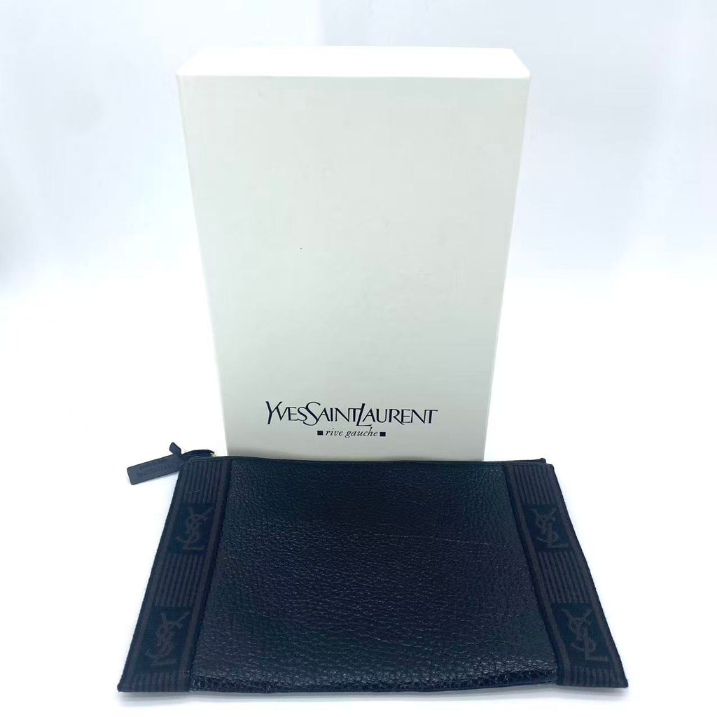 Leather Zippy Black Clutch Bag
