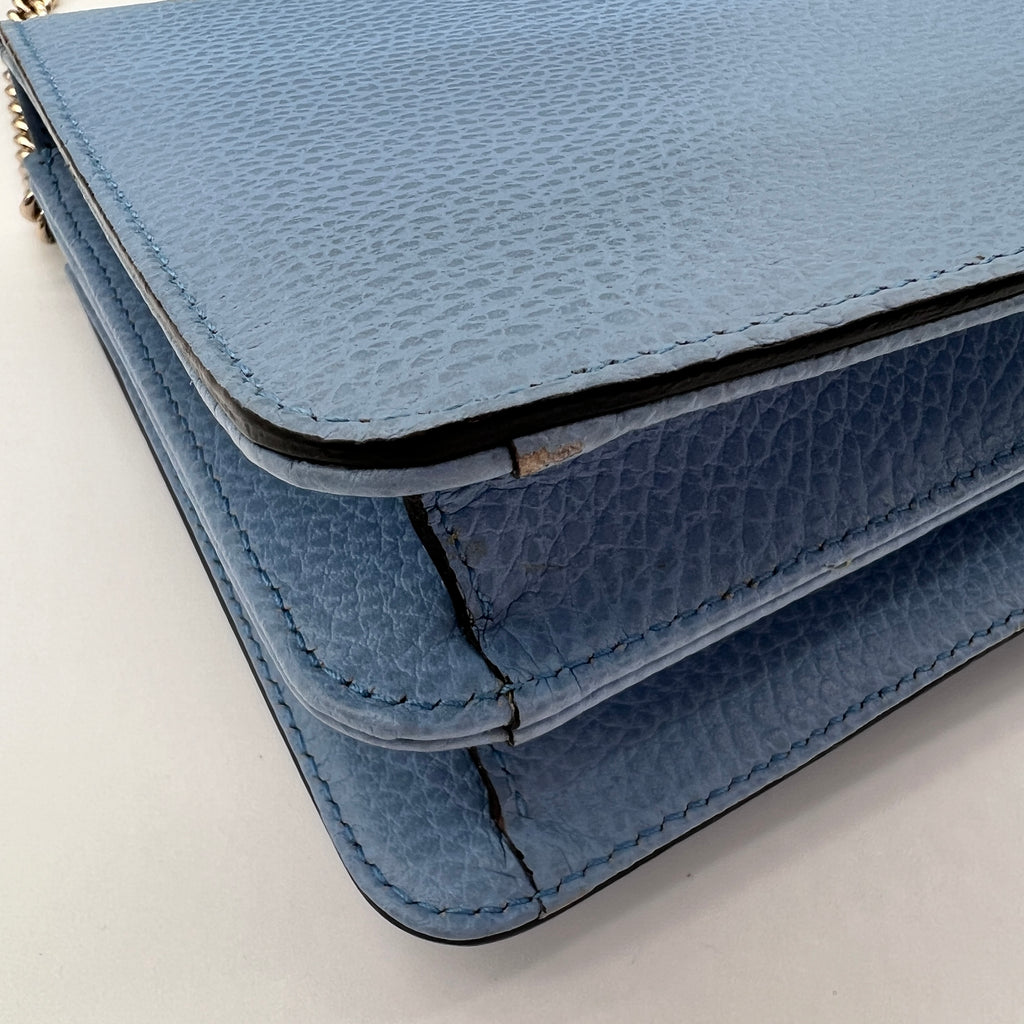Mineral Blue Dollar Calfskin Small Interlocking G Shoulder Bag
