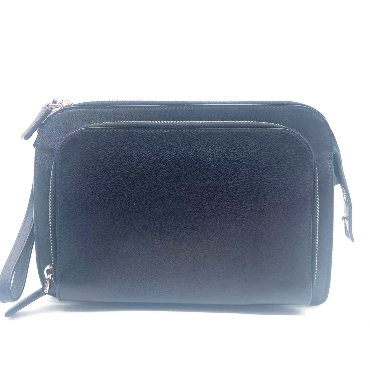 Prada Black Saffiano Leather Studded Travel Pouch