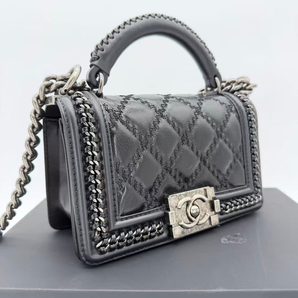 Boy Chanel Leather 2way Shoulder Bag Black