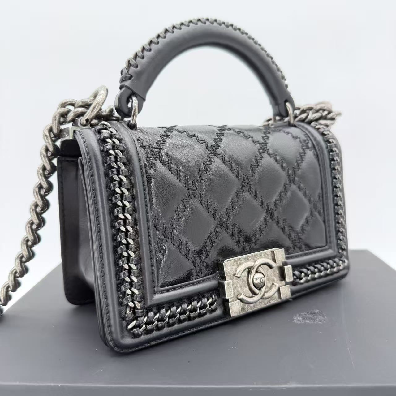 Boy Chanel Leather 2way Shoulder Bag Black