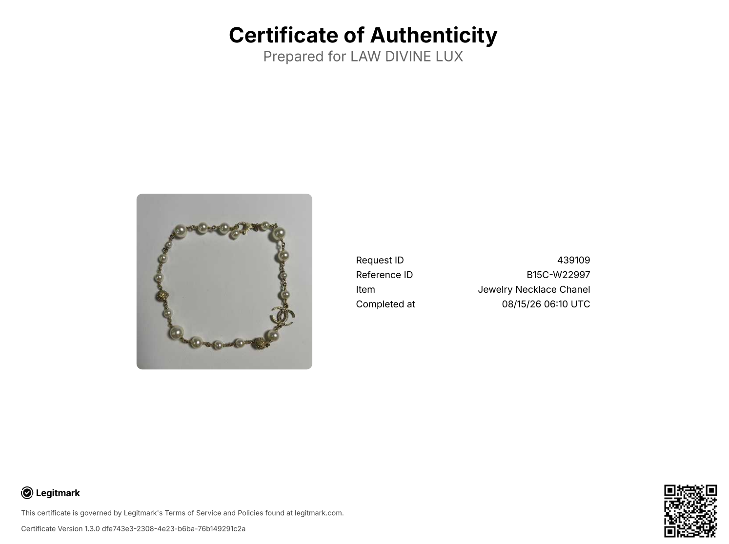 Chanel Pearl CC Short Necklace Gold Twins W22997