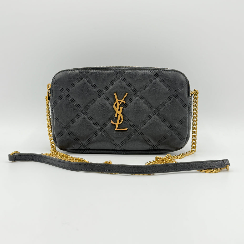 Becky Double Zip Crossbody Bag Quilted Leather Mini