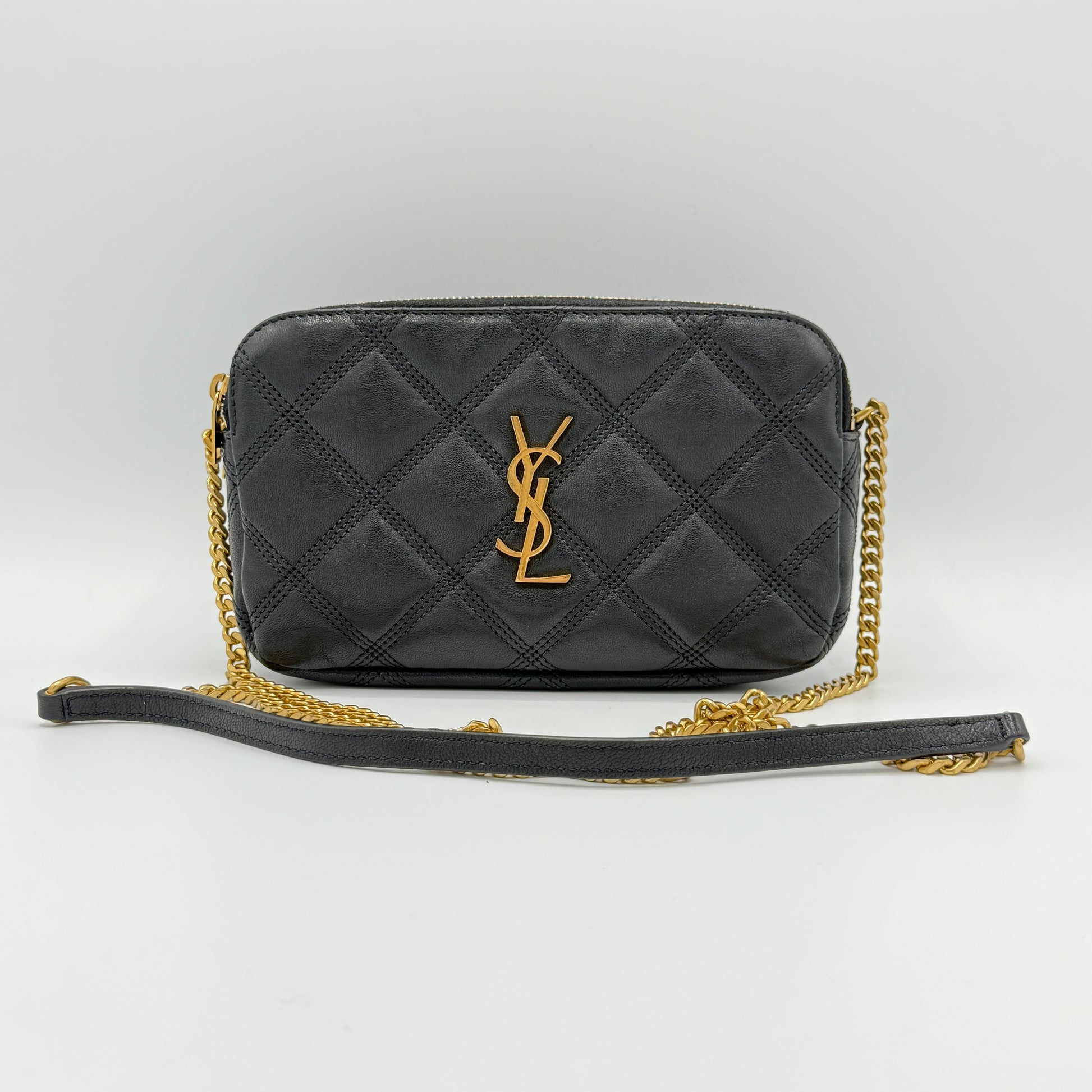 Becky Double Zip Crossbody Bag Quilted Leather Mini