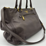 Prada Front Zip Convertible Satchel Vitello Daino Medium